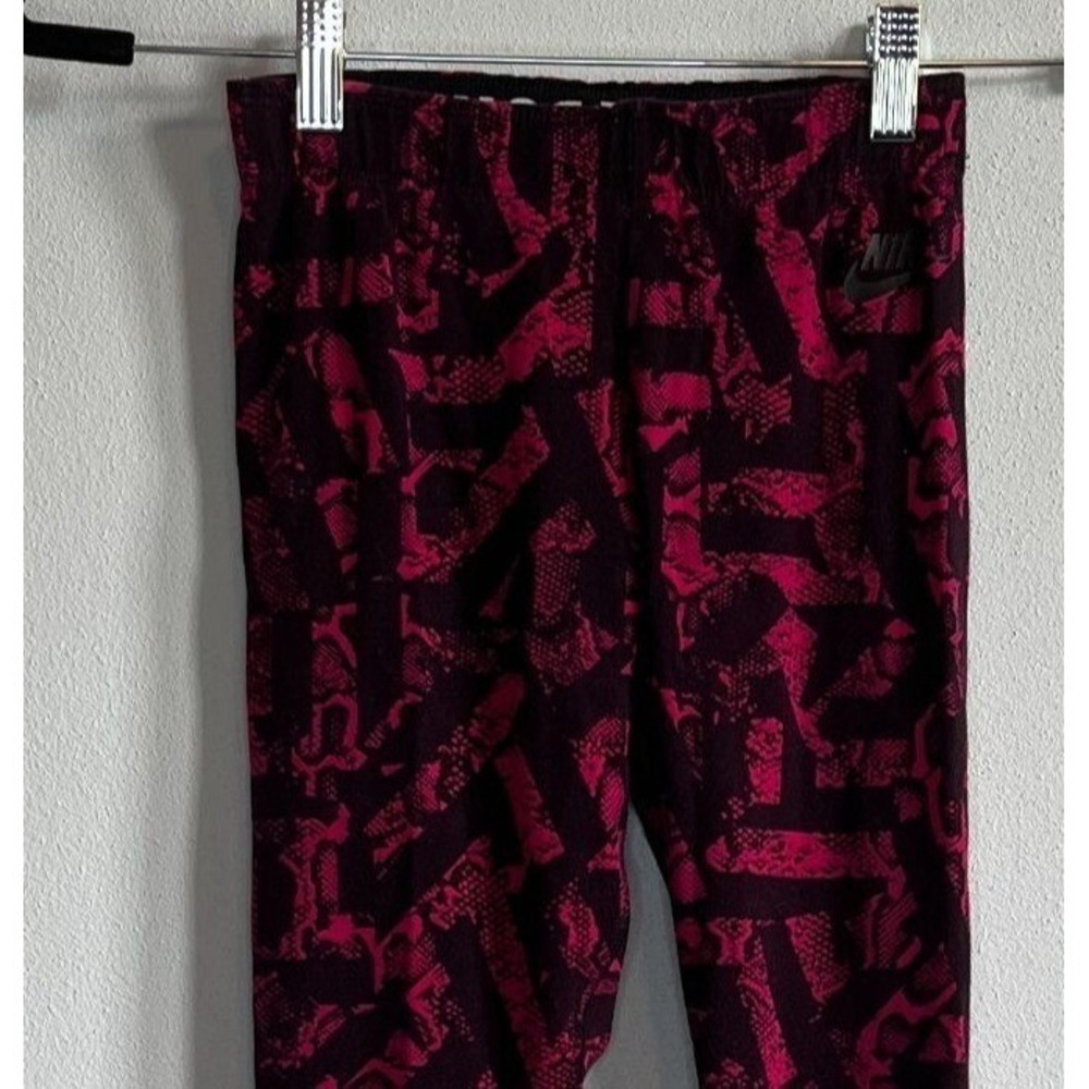Nike Knit Leggings Womens XS Fuchsia/Black Patterned Full Length Retro - Picture 2 of 6